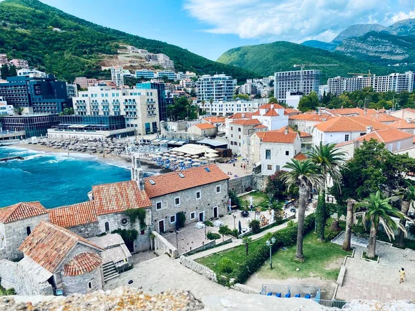Krajobraz Riwiery Budva Wyspa Sveti Nikola Czarnogóra Bałkany Morze Adriatyckie — Zdjęcie stockowe