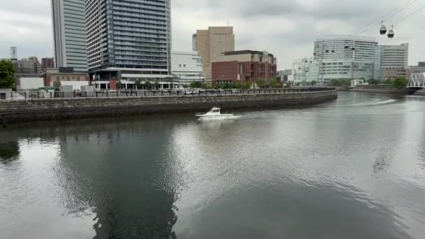 Barco Guarda Costeira Japonesa Patrulha Canal Yokohama — Vídeo de Stock