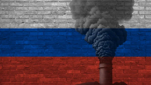 Contaminación Industria Rusa Contribuye Cambio Climático Una Chimenea Emite Humo —  Fotos de Stock