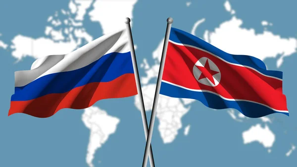 Rusland Democratische Volksrepubliek Korea Noord Korea Bereiken Een Nieuwe Handels Rechtenvrije Stockfoto's