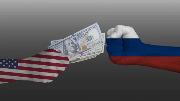 Ryssland Kontra Amerikanska Dollar Ryssland Slutar Handla Amerikanska Dollar — Stockfoto