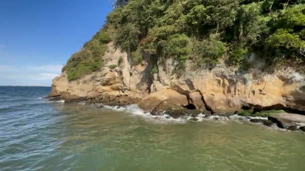 野生の海岸に衝突する海の波 — ストック動画
