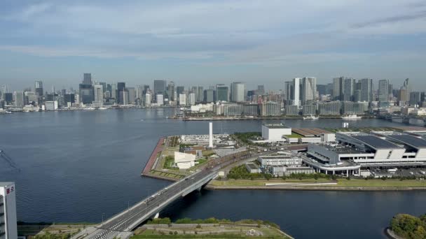 有天际线的东京湾鸟瞰图 — 图库视频影像