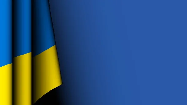 Ukrajinská Vlajka Vlevo Modrém Pozadí Royalty Free Stock Obrázky