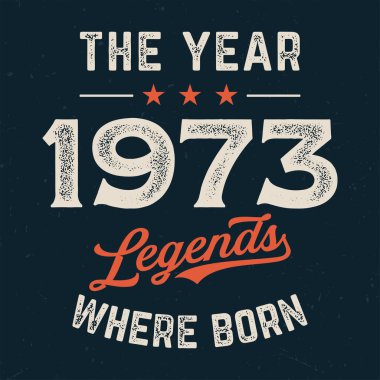 1973 'teki efsanelerde taze doğum günü tasarımı. Poster, duvar kağıdı, tişört, hediye.