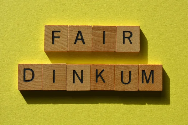 Fair Dinkum Argot Australiano Para Excelente Letras Alfabeto Madera Aisladas — Foto de Stock