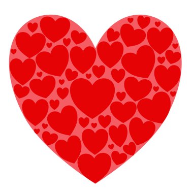 Tek yürek şeklinde kırmızı kalpler arka planda izole edilmiş.
