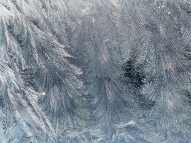 Abstract pattern, texture pattern of ice on windscreen glass after heavy frost