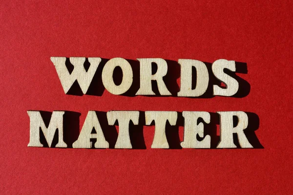 Words Matter Wooden Alphabet Letters Isolated Red Background — Stock Photo, Image