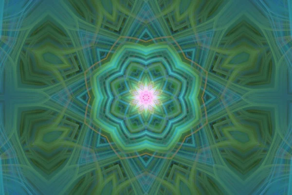 Ψηφιακή Τέχνη Εικονογράφηση Αφηρημένο Γεωμετρικό Πράσινο Μοτίβο Καλειδοσκόπιο — Φωτογραφία Αρχείου