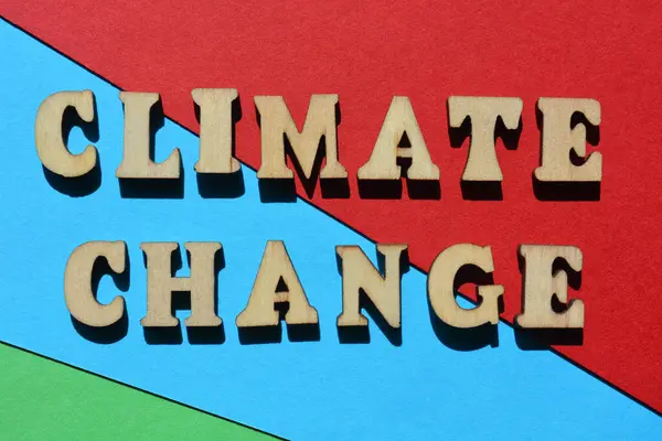 Změna Klimatu Slova Dřevěnými Písmeny Izolovanými Pozadí — Stock fotografie