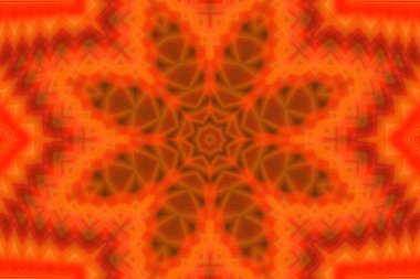 Dijital Sanat, 3 boyutlu illüstrasyon, soyut turuncu geometrik kaleydoskop deseni