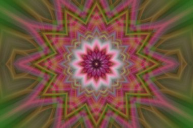 Dijital sanat, üç boyutlu illüstrasyon. Soyut geometrik simetrik kaleydoskop arkaplanı