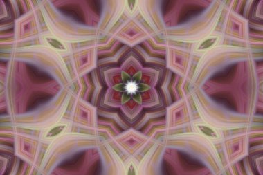 Dijital sanat, 3 boyutlu illüstrasyon, pembe tonlarda soyut geometrik kaleydoskop deseni