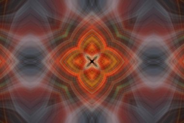 Dijital sanat, üç boyutlu illüstrasyon. soyut geometrik desen, turuncu, kırmızı ve siyah kaleydoskop