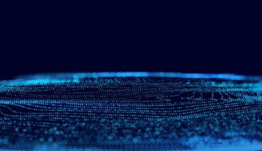 Siber Büyük Veri Akımı Parçacıkları Bokeh. Yapay Zeka Teknolojisi Derin Öğrenme Makinesi kavramı. Dijital Sinirsel Ağ