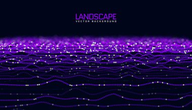 Bokeh etkisine sahip siber büyük veri parçacığı akışı. Dijital sinirsel ağ yapay zekayı, derin öğrenmeyi ve gelecekteki teknolojiyi görselleştiriyor. Bilim ve iletişim için soyut vektör çizimi