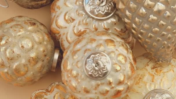 Bolas Ouro Texture Christmas Bolas Background Golden Bolas Set Festive — Vídeo de Stock
