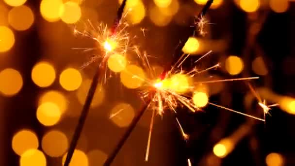 Bengal Ogień Błyszczącym Bokeh Tła Boże Narodzenie Nowy Rok Party — Wideo stockowe