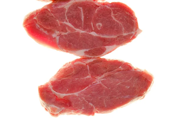 조각을 클로즈업합니다 돼지고기 배경에 Meat Products Farm Organic Bio Meat — 스톡 사진