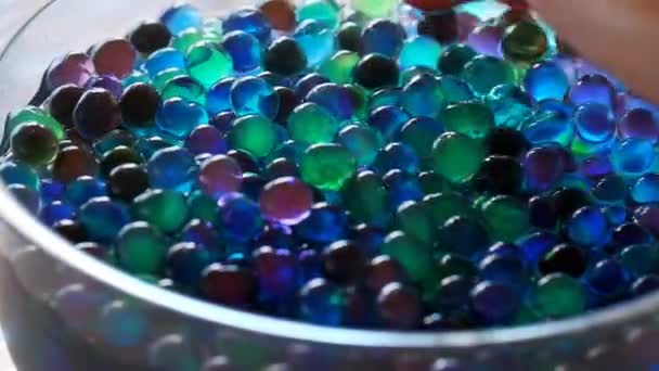 Water Balls Hydrogel Orbeez Hand Vierte Bolas Orbiz Multicolores Una — Vídeos de Stock