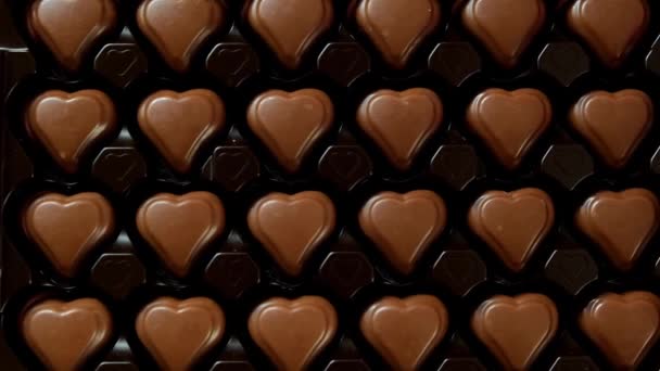 Chocolate Candy Hearts Background Close Sweets Desserts Footage — Stock video