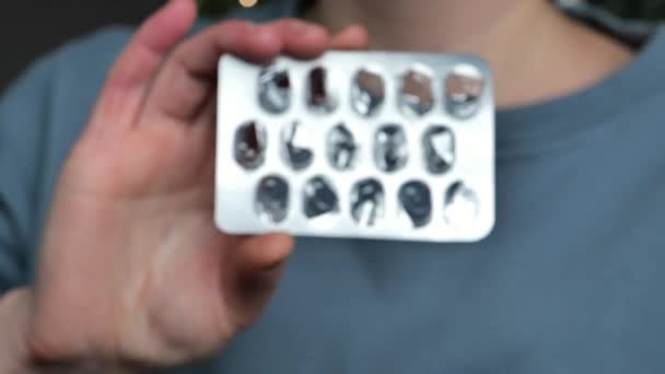 Empty Pill Box Medicine Drug Has Run Out Empty Packaging — Stock videók