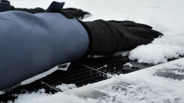 Solar Energy Winter Time Cleaning Solar Panels Snow High Quality — Video