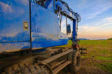 Equipment for laying pipes and communication.Construction machinery in the field. Water pipes and construction installation equipment.Plumbing installation.