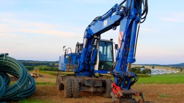 Construction Machinery Pipe Laying Water Pipes Construction Installation Equipment Field — Stock Video