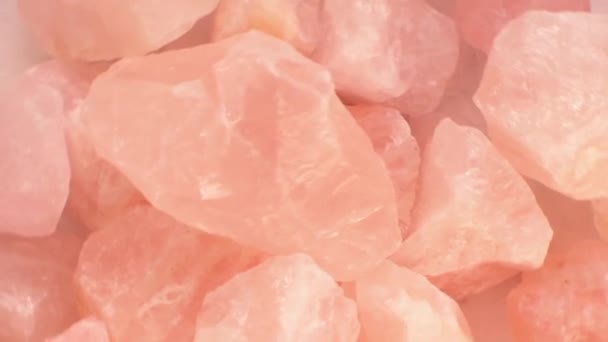 Cuarzo Rosa Background Pink Piedra Natural Rotación Aproximación Imágenes — Vídeos de Stock