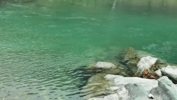 Turkusowy Przezroczysty Woda Górski Rzeka Czysty Woda Pojęcie Rzeczny Przepływ — Wideo stockowe