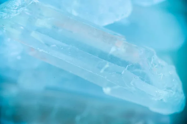 Bergkristall Makrotextur Blauem Hell Transparentem Quarzkristall Hintergrund Blauen Tönen Textur — Stockfoto