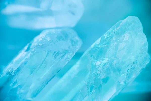 Bergkristall Makrotextur Blauem Hell Transparentem Quarzkristall Hintergrund Blauen Tönen Textur — Stockfoto