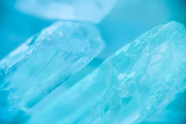 Bergkristall Makrotextur Blauem Hell Transparentem Quarzkristall Hintergrund Blauen Tönen Kristalle — Stockfoto