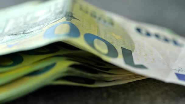 Cien Euros Primer Plano Manos Contando Cien Billetes Euros Contando — Vídeos de Stock