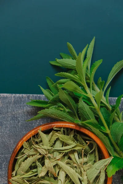 Stevia Rebaudiana Dietary Food Sweetener Sweet Plant Stevia Dry Leaves — Stock Photo, Image