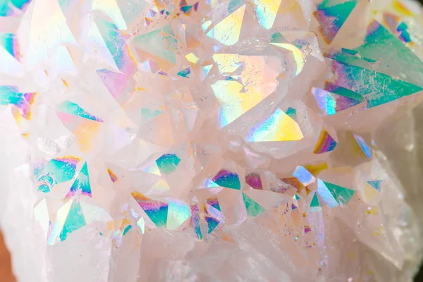 Rainbow Aura Spirit Quartz Crystals Texture Druse Precious Semiprecious Stones — Stock Photo, Image