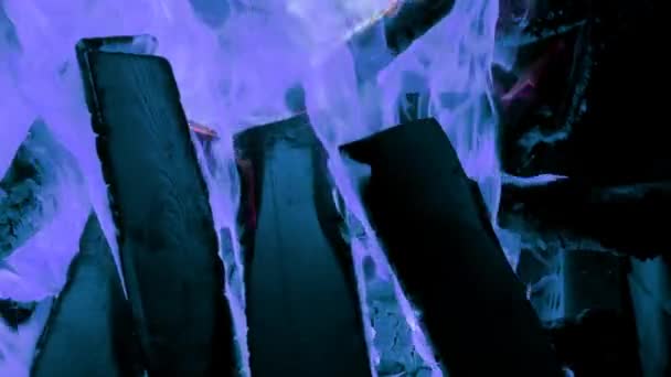 Голубое Пламя Огне Хэллоуинский Костер Волшебное Пламя Пламя Синего Цвета — стоковое видео