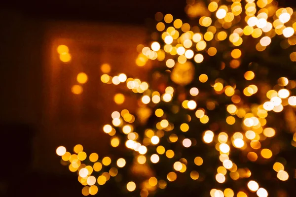 Χριστουγεννιάτικα Στολίδια Εορταστική Εσωτερικό Σπίτι Όμορφη Εορταστική Φόντο Γιρλάντα Φώτα — Φωτογραφία Αρχείου