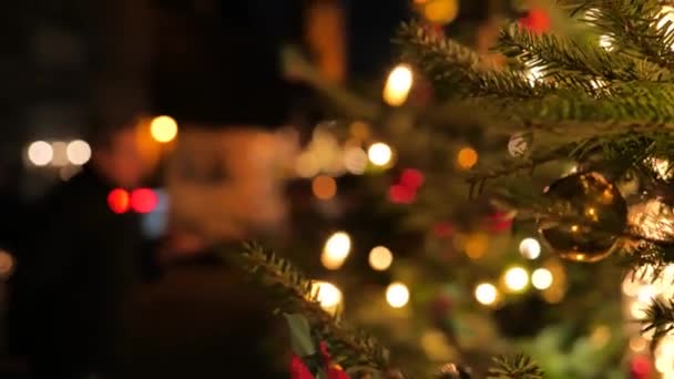 Weihnachtsbaum Der Altstadt Abend Deutschland Weihnachten Europa Filmmaterial — Stockvideo
