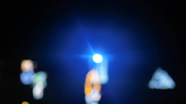 Faro Luminoso Bagliore Luminoso Luce Blu Brillante Dall Oscurità Filmati — Video Stock