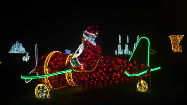 Noel Süsleri Noel Baba Nın Helikopter Üssünde Olması Görüntü — Stok video
