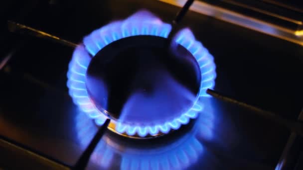 Gas Che Brucia Fiamma Blu Consumo Gas Uso Domestico Carenze — Video Stock
