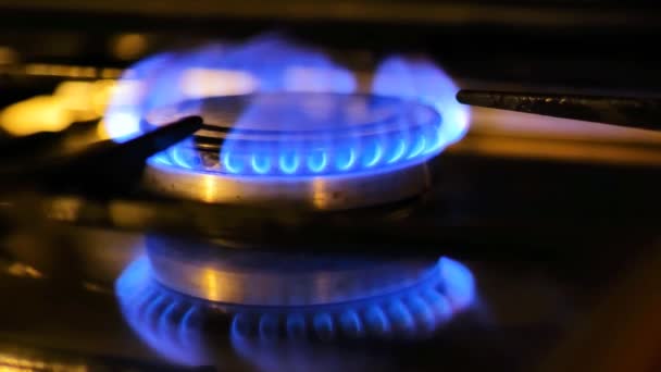 Queima Gás Desligue Gás Chama Gás Azul Falta Gás Compras — Vídeo de Stock