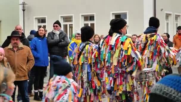 Processioni Carnevale Strade Europa Febbraio 2023 Hilpolstein Baviera Germania Folla — Video Stock