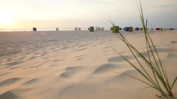 Białe Piaszczyste Plaże Zachodzie Słońca Wybrzeże Morza Północnego Piaszczyste Wydmy — Wideo stockowe