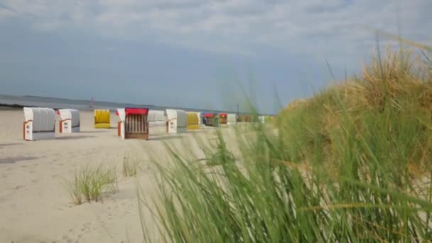 Strand Nyaralás Északi Tengeren Németország Strand Doboz Tenger Partján Strand — Stock videók