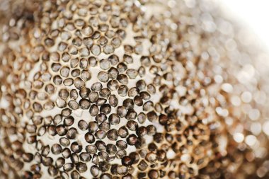 Parlak desenli yüzey, röfleler ve beyaz bokeh.Kopya alanı ile parıltılı tahıllı Duvar kağıdı. Yılbaşı ve Noel Festivali geçmişi. 