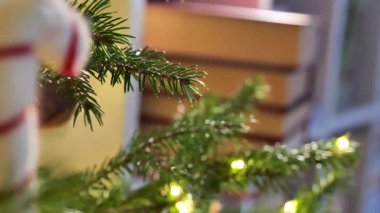 Kış ve Noel atmosferine sahip edebiyat. Kış mevsiminde samimi bir kitap. Şenlikli kış kitapları. 4k görüntü